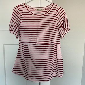 Red and white striped nursing tee